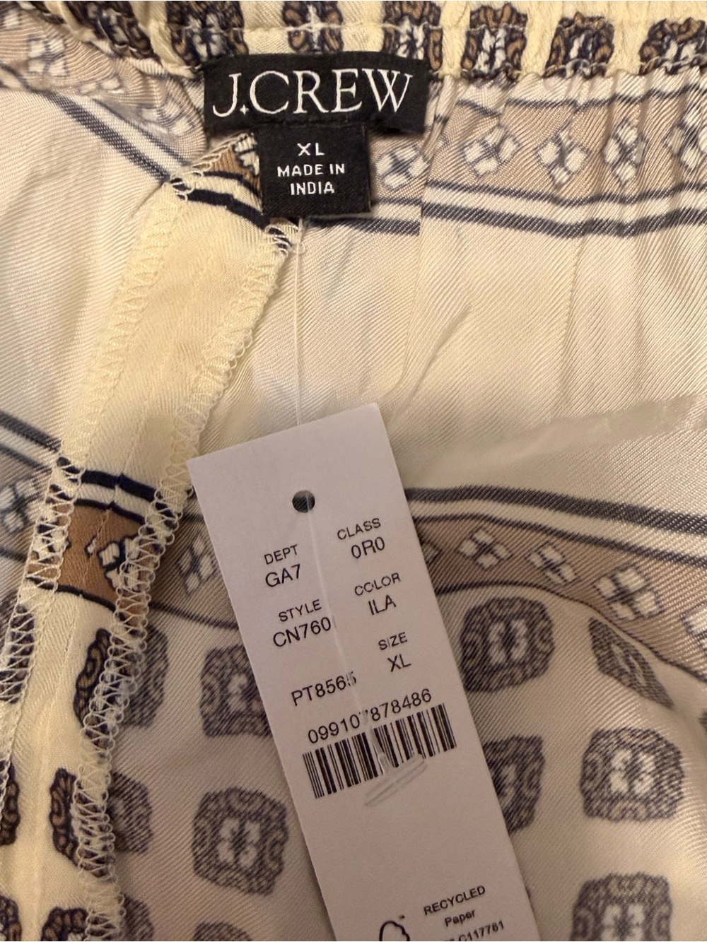 J. Crew Cosmo Wide Leg Pants in Foulard Print 100% Soft Viscose Fabric NWT XL - Picture 6 of 10